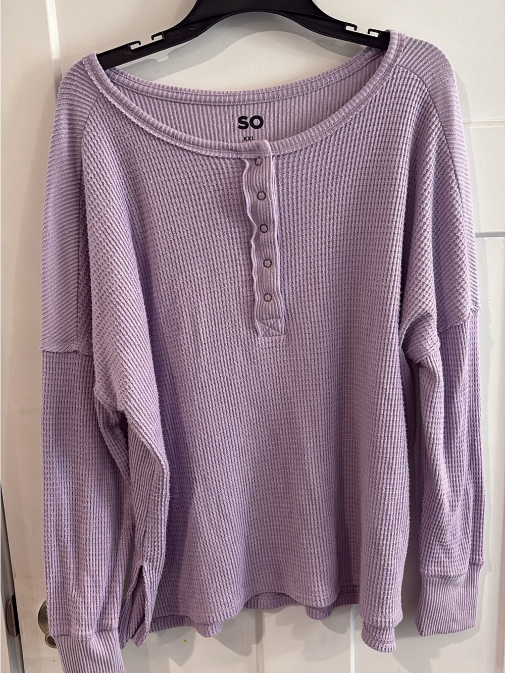 SO Lavender Waffle Henley Pullover